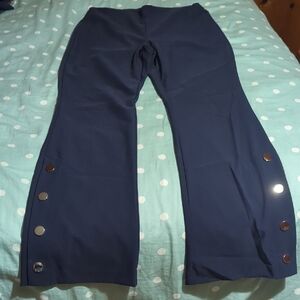 INC International Concepts Navy Flare Button Trousers